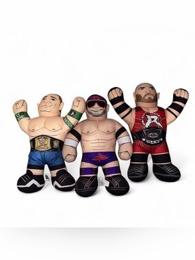 Lot of 3 WWE Brawlin Buddies John Cena, Ryback, Zack Ryder Plush - 16”